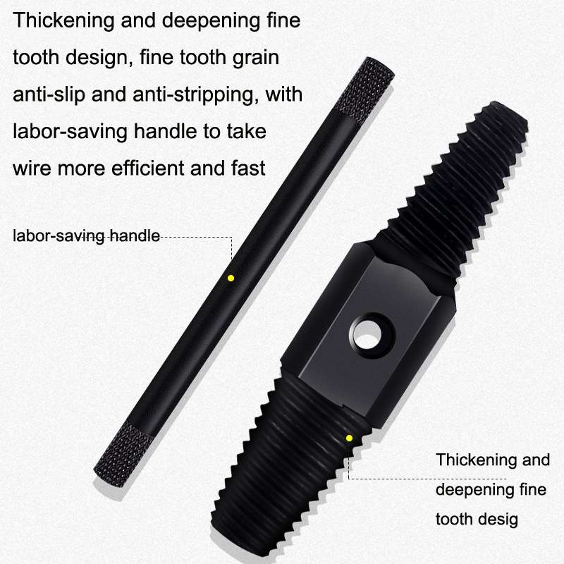 4 / 6 Points Faucet Break Screw Remover Smooth Silky Tooth Double-headed Screw Tool(Black)