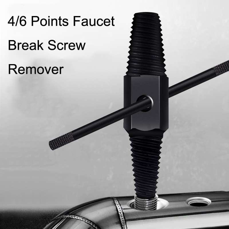 4 / 6 Points Faucet Break Screw Remover Smooth Silky Tooth Double-headed Screw Tool(Black)