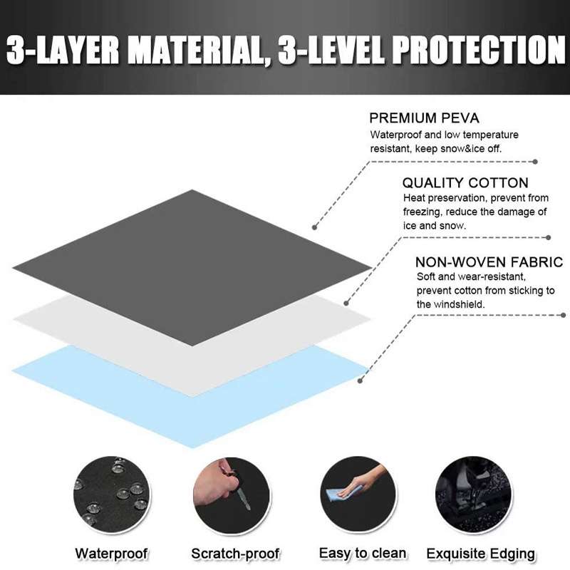600D Oxford Cloth Car Snow Block Waterproof Windshield Coverings With Magnetic L