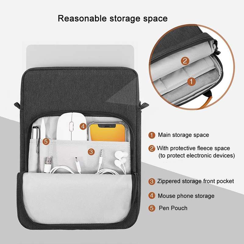 Vertical Laptop Bag Handheld Shoulder Crossbody Bag, Size: 9.7-11 Inch(Light Gray)