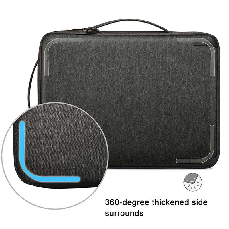 13.3-14 Inch Portable Laotop Bag Waterproof Multifunctional Shoulder Crossbody Bag(Black)