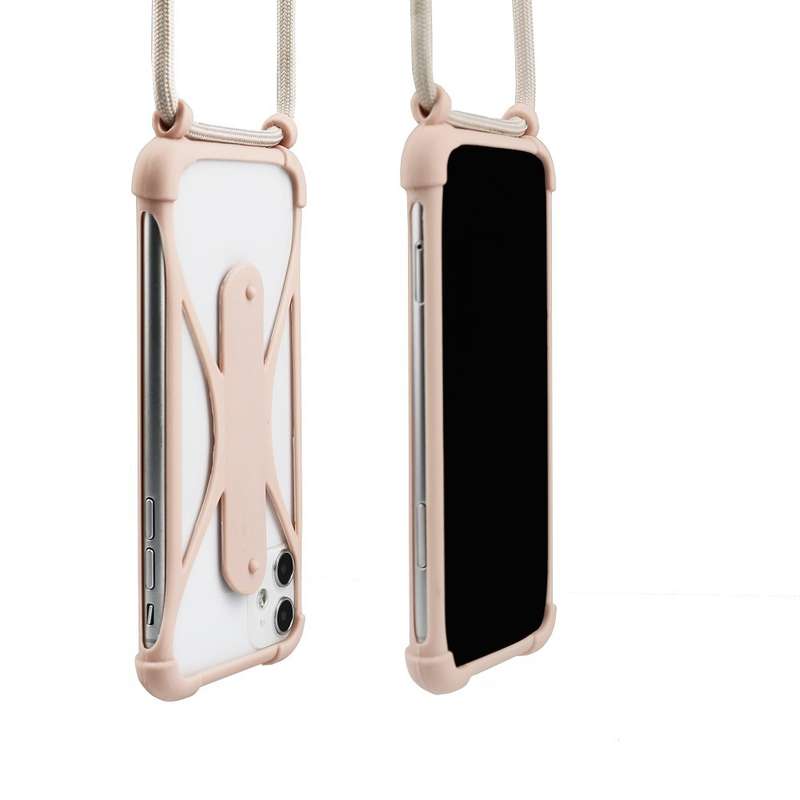 Universal Cell Phone Silicone Lanyard Strap Case With Detachable Neckstrap(Black)