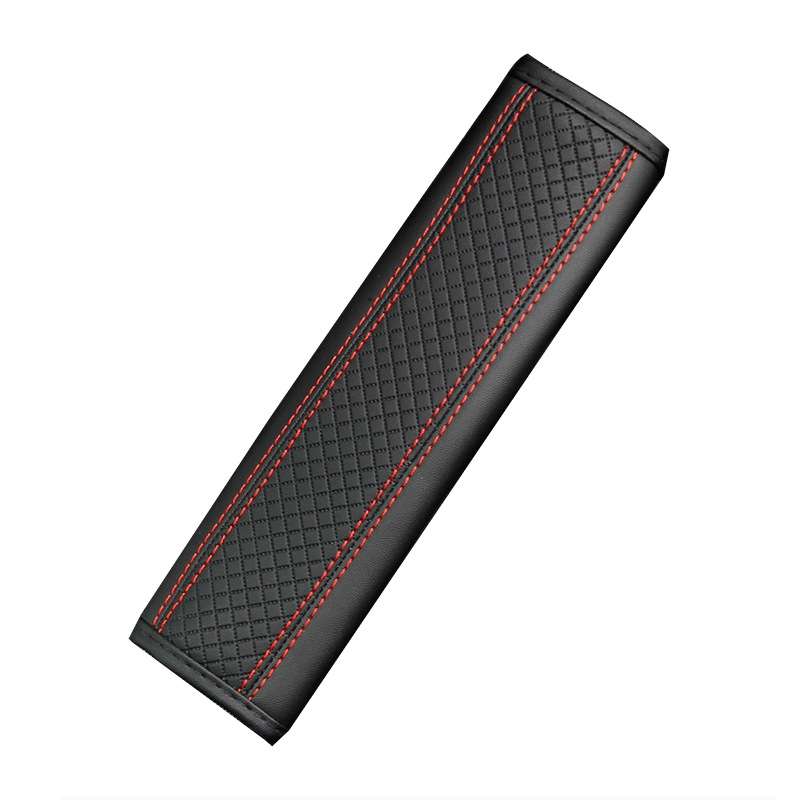 Fiber Leather Embossed Car Seat Belt Shoulder Cover Protector 6.5X23cm(Black Blue)