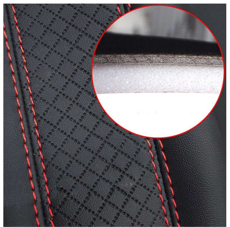Fiber Leather Embossed Car Seat Belt Shoulder Cover Protector 6.5X23cm(Black Blue)
