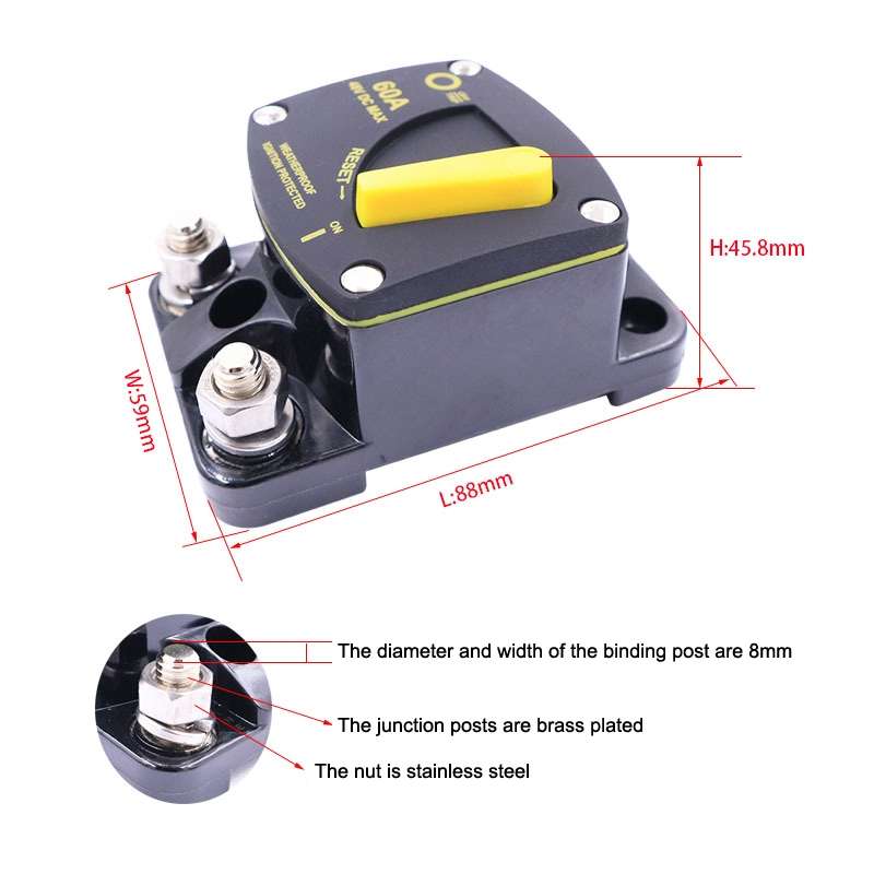60A CB6 Car RV Yacht Audio Restore Insurance Holder Switch