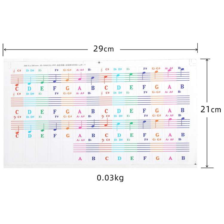 QT-005 5PCS Children Piano Keyboard Color Stickers Musical Instrument Accessories
