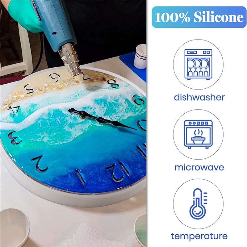DIY Crystal Drip Rubber Round Table Mold Quicksand Table Silicone Mold 35cm Round Table Mold