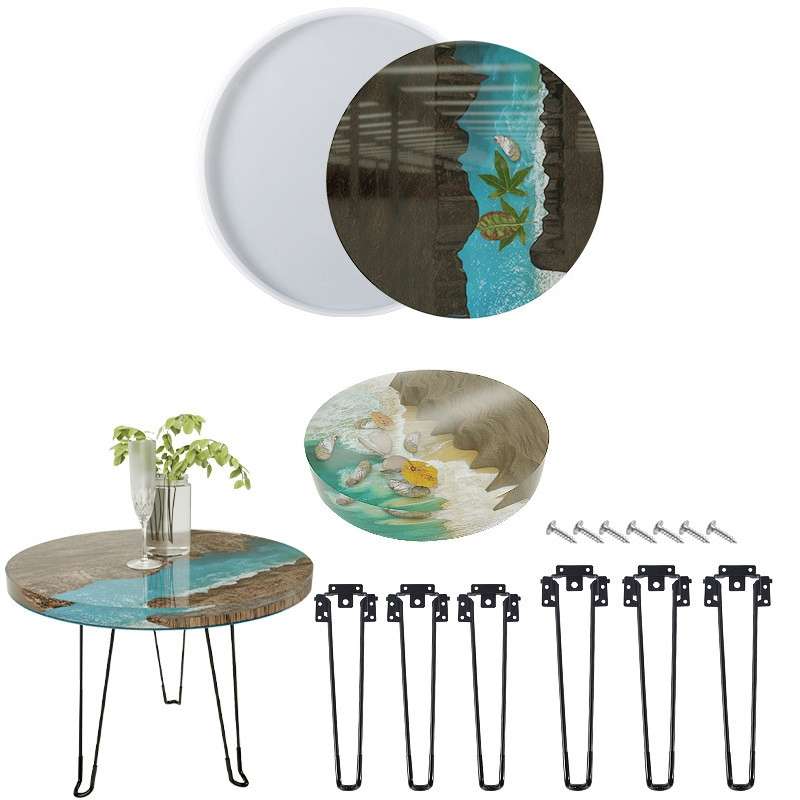 DIY Crystal Drip Rubber Round Table Mold Quicksand Table Silicone Mold 35cm Round Table Mold
