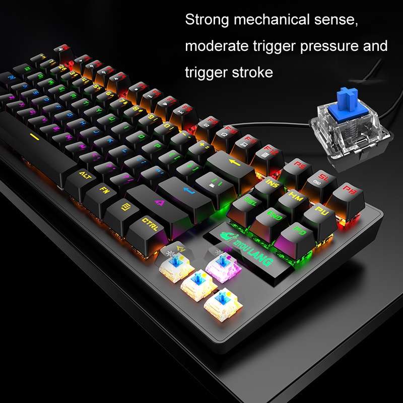 ZIYOULANG K2 87 Keys Office Laptop Punk Glowing Mechanical Wired Keyboard, Cable Length: 1.5m, Color