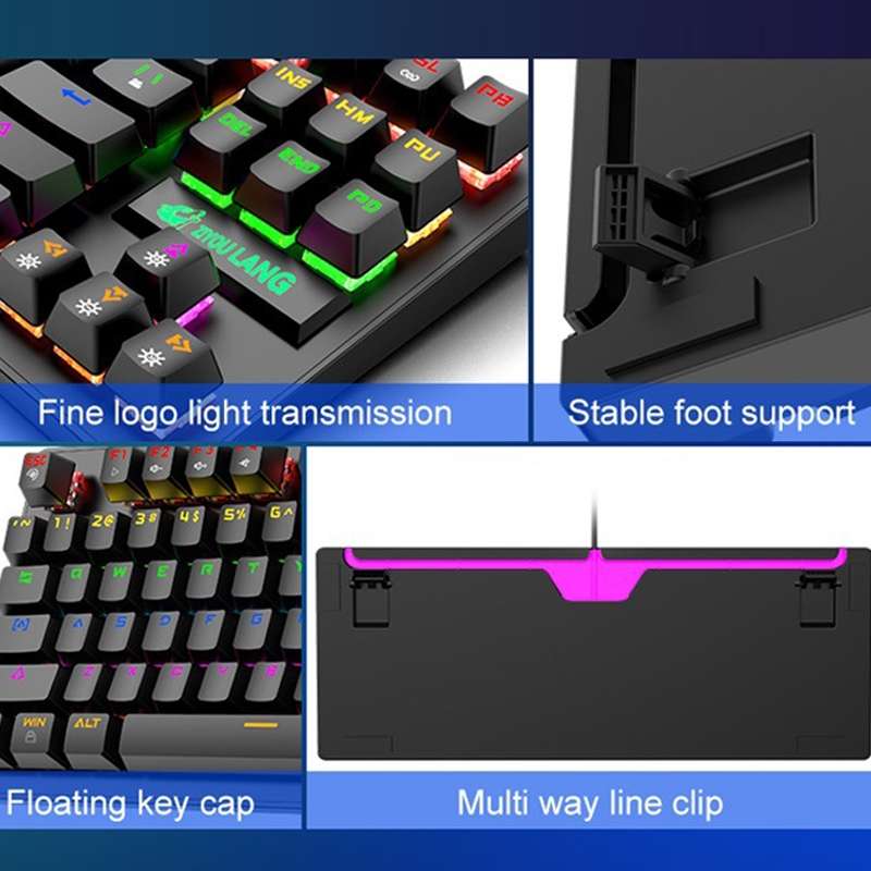 ZIYOULANG K2 87 Keys Office Laptop Punk Glowing Mechanical Wired Keyboard, Cable Length: 1.5m, Color