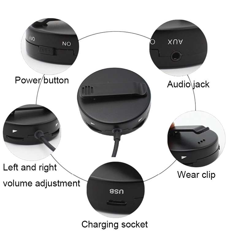 HS-801 Bone Conduction Wired Headset Elderly Rechargeable Hearing Aid(Black)