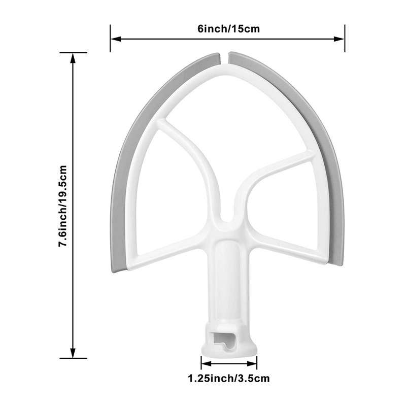 For KitchenAid 5QT Bowl-Lift Stand Mixers Plastic Flat Beater Paddle With Silicone Edges