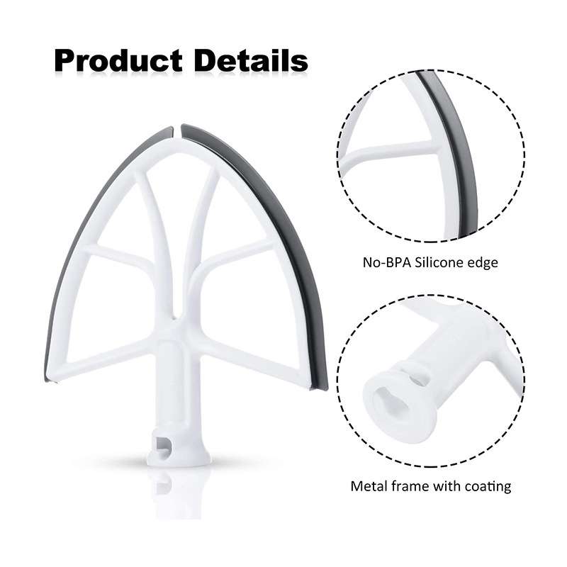 KA-6B For KitchenAid 6-Quart Bowl Lift Stand Mixer Plastic Flat Beater Paddle with Silicone Edges
