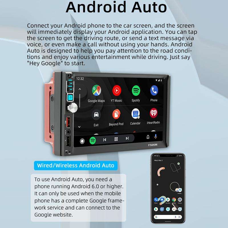 7 Inch Wireless CarPlay Mobile Phone Interconnection Car MP5(FS06W)