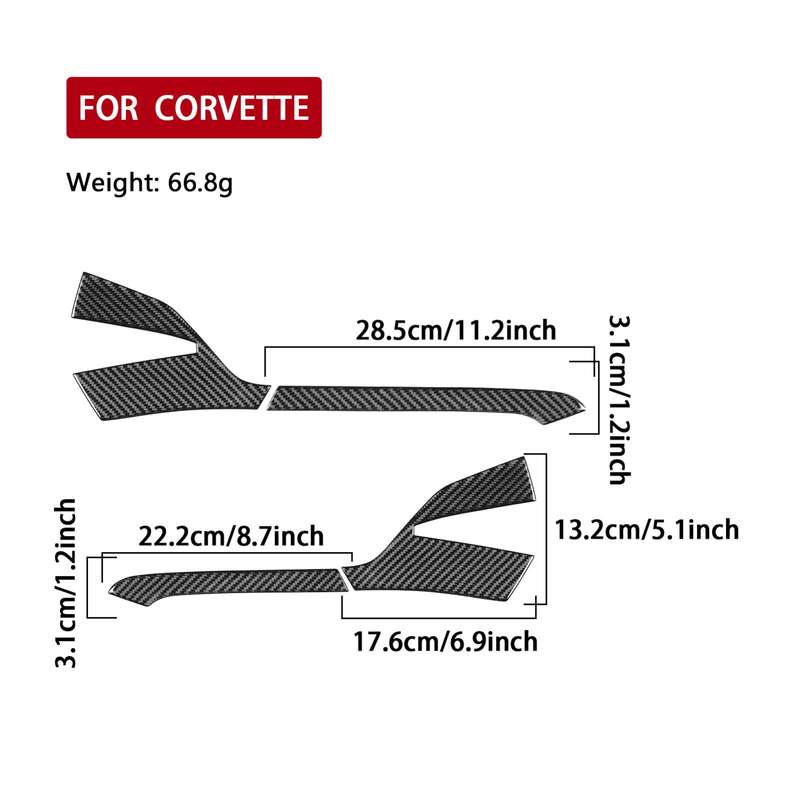 For Chevrolet Corvette C8 4pcs /Set Left-Hand Drive Rearview Mirror Anti-Scratch Stickers(Black)