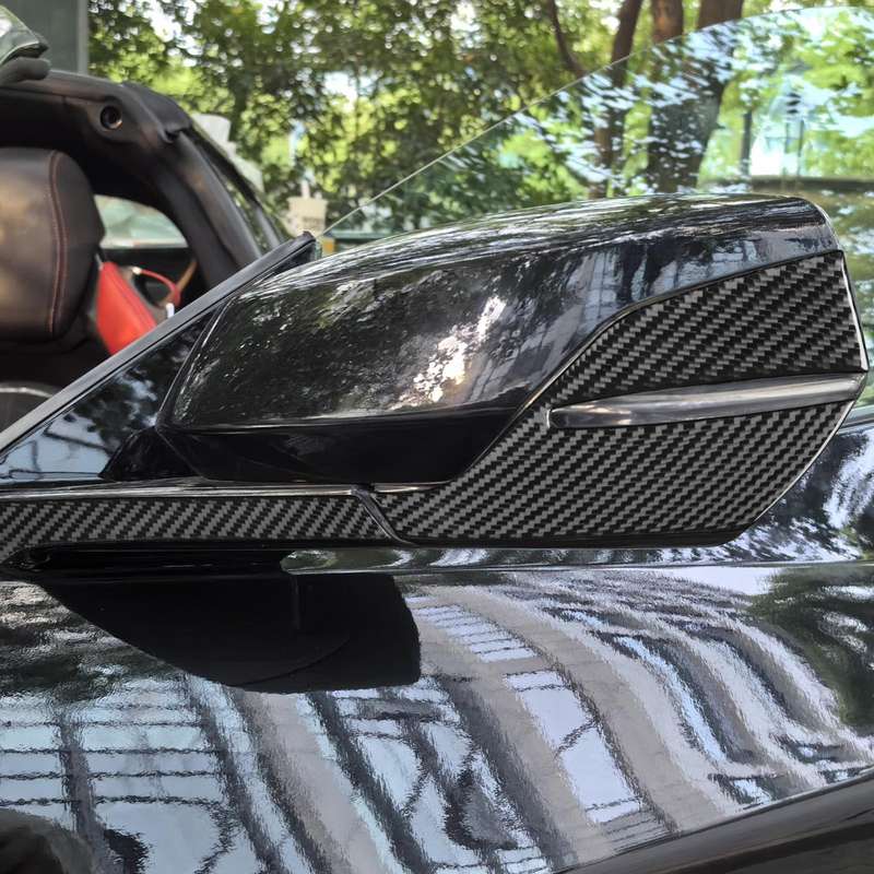 For Chevrolet Corvette C8 4pcs /Set Left-Hand Drive Rearview Mirror Anti-Scratch Stickers(Black)
