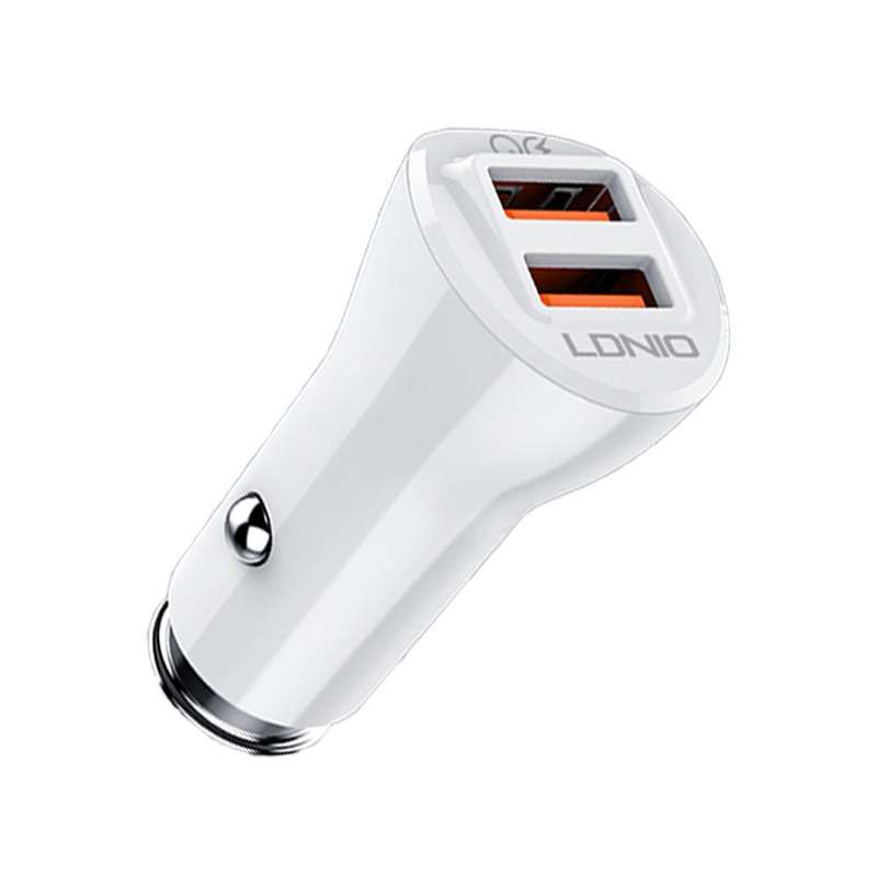 LDNIO C511Q 36W QC 3.0 Phone Fast Charger Dual-USB Ports Smart Car Charger with USB-C/Type-C Cable