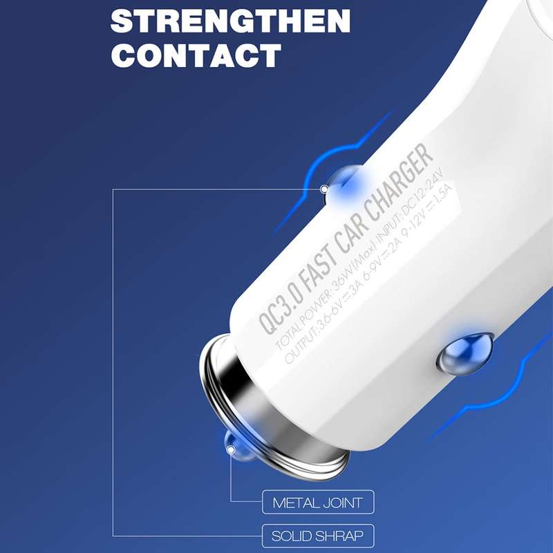 LDNIO C511Q 36W QC 3.0 Phone Fast Charger Dual-USB Ports Smart Car Charger with USB-C/Type-C Cable