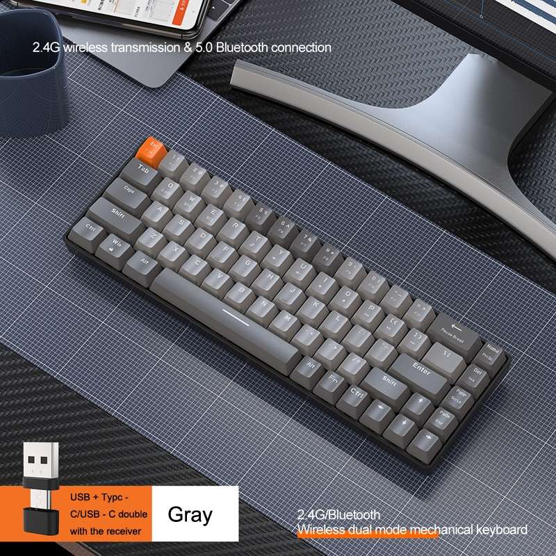 ZIYOU LANG K68 68 Keys Bluetooth Wireless Dual Model Mechanical Keyboard, Style: Red Shaft Version (