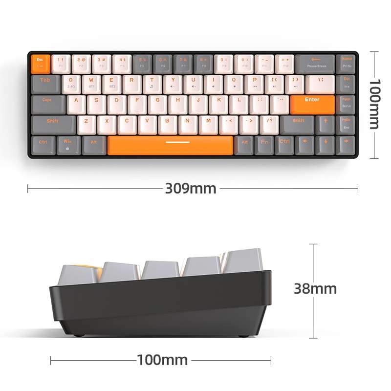 ZIYOU LANG K68 68 Keys Bluetooth Wireless Dual Model Mechanical Keyboard, Style: Red Shaft Version (