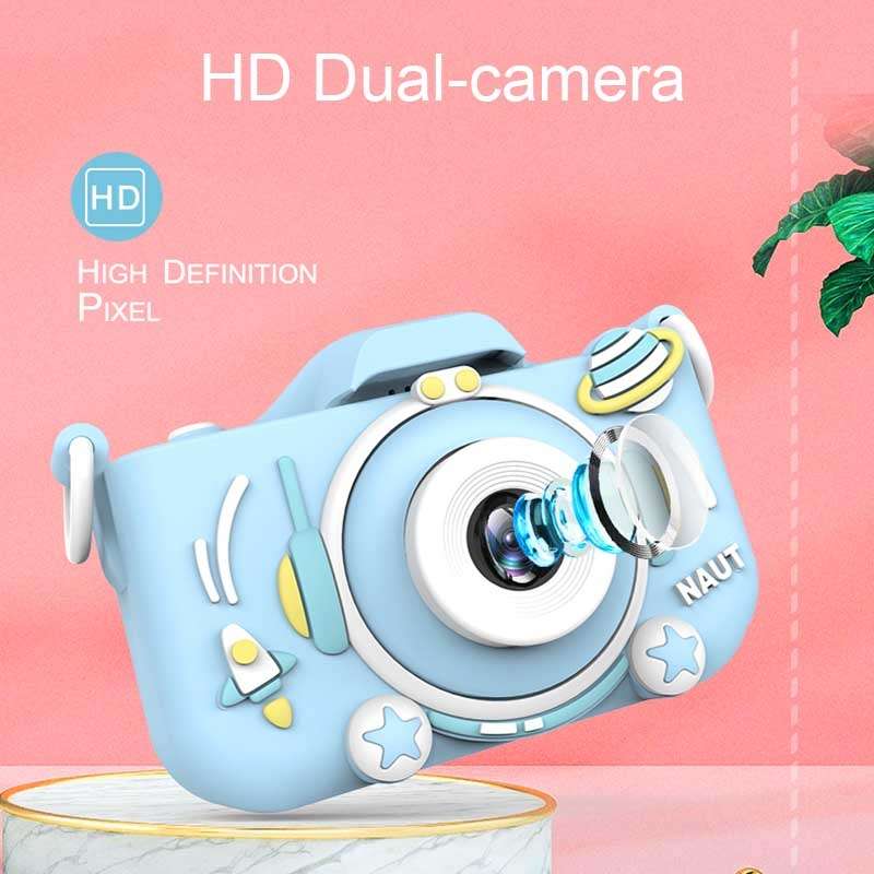 Q10 HD 1080P Dual-Camera Astronaut Kids Camera Photo and Video Digital Camera(Pink)