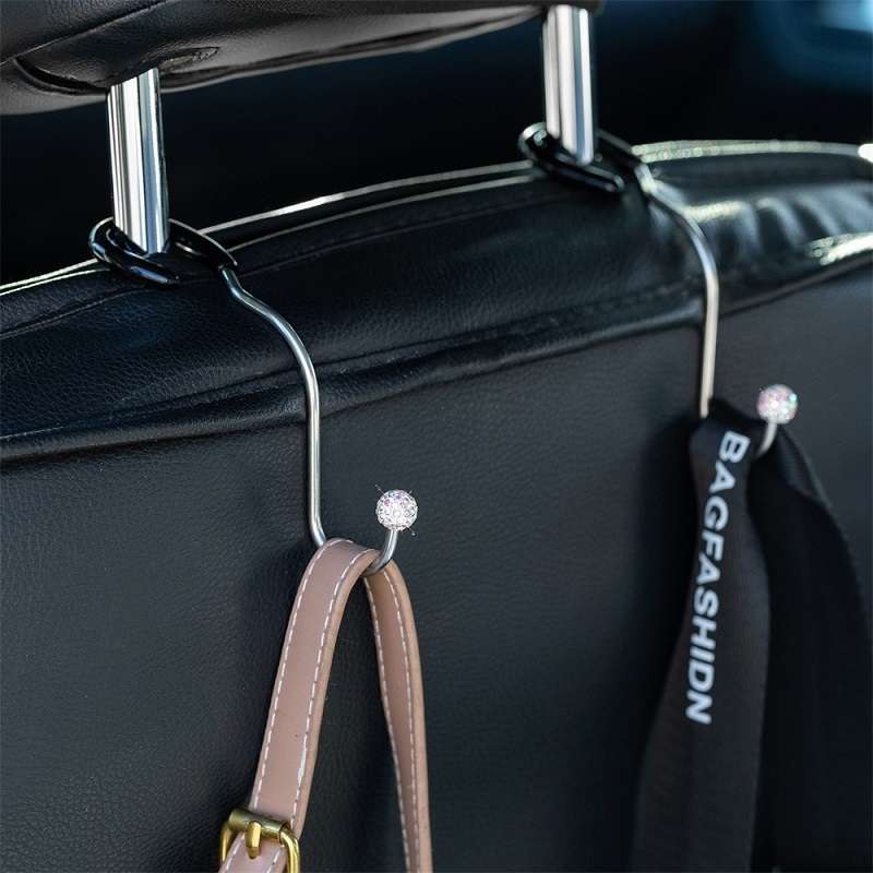 Multifunctional Car Seat Hooks With Diamond Inlay(Peach)