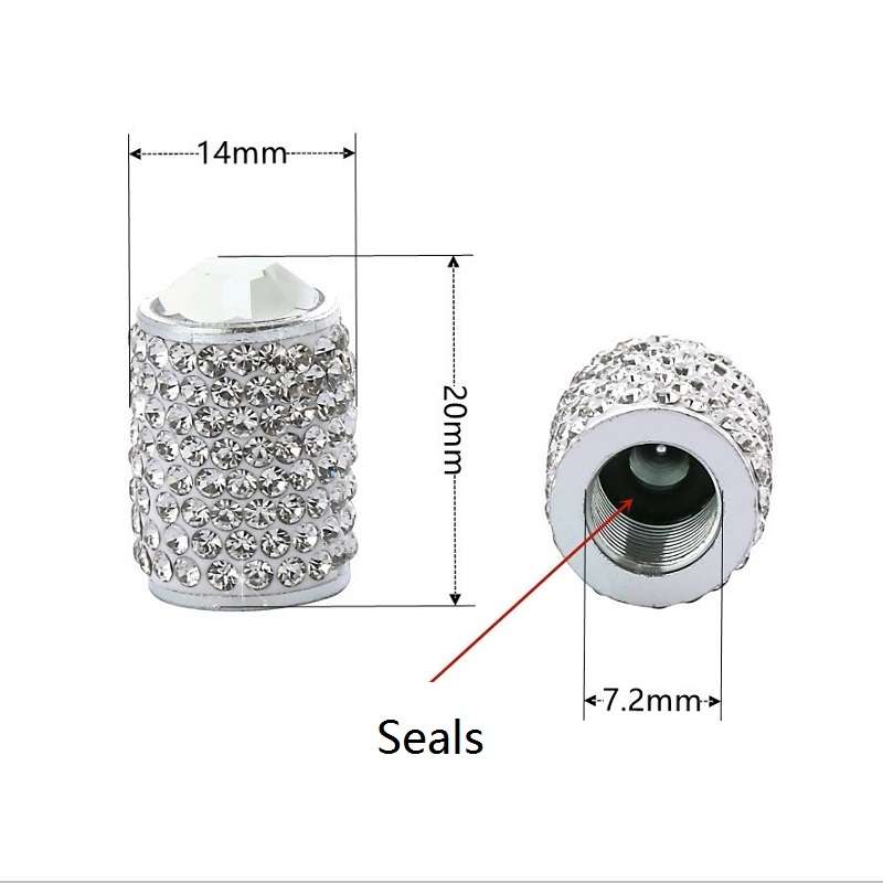 Car Tyre Aluminium Full Diamond Valve Cap With Seal(AB)