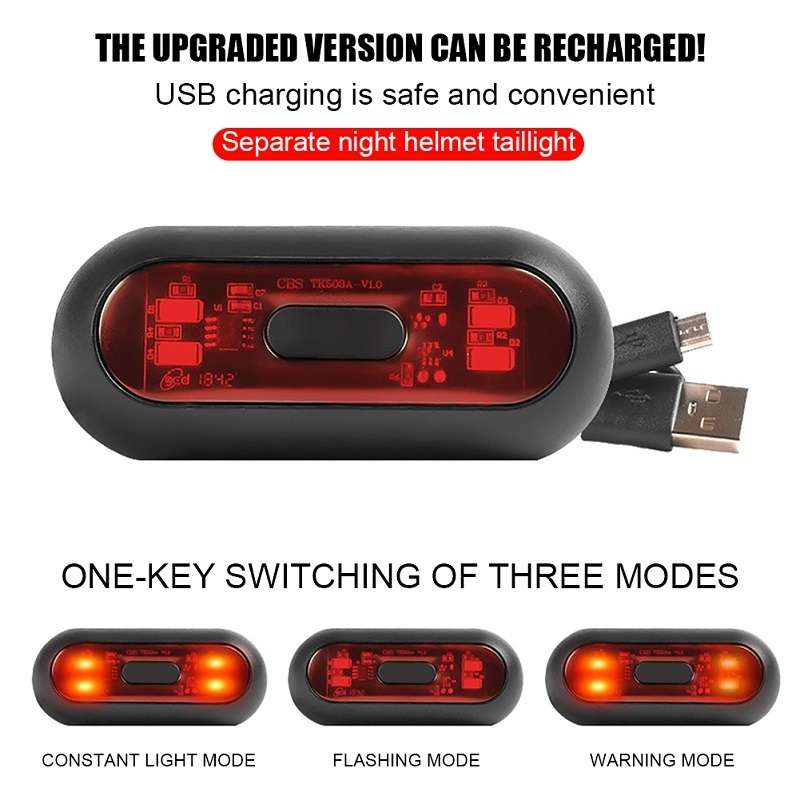 Motorbike Helmet Warning Light USB Rechargeable Waterproof Tail Light, Specification: 4 Beads