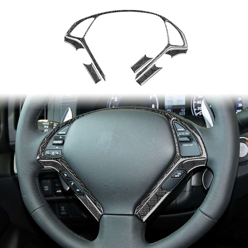 For Infiniti G35/G37/G25/Q60 6pcs /Set Steering Wheel Decorative Cover Trim Sticker(Black)