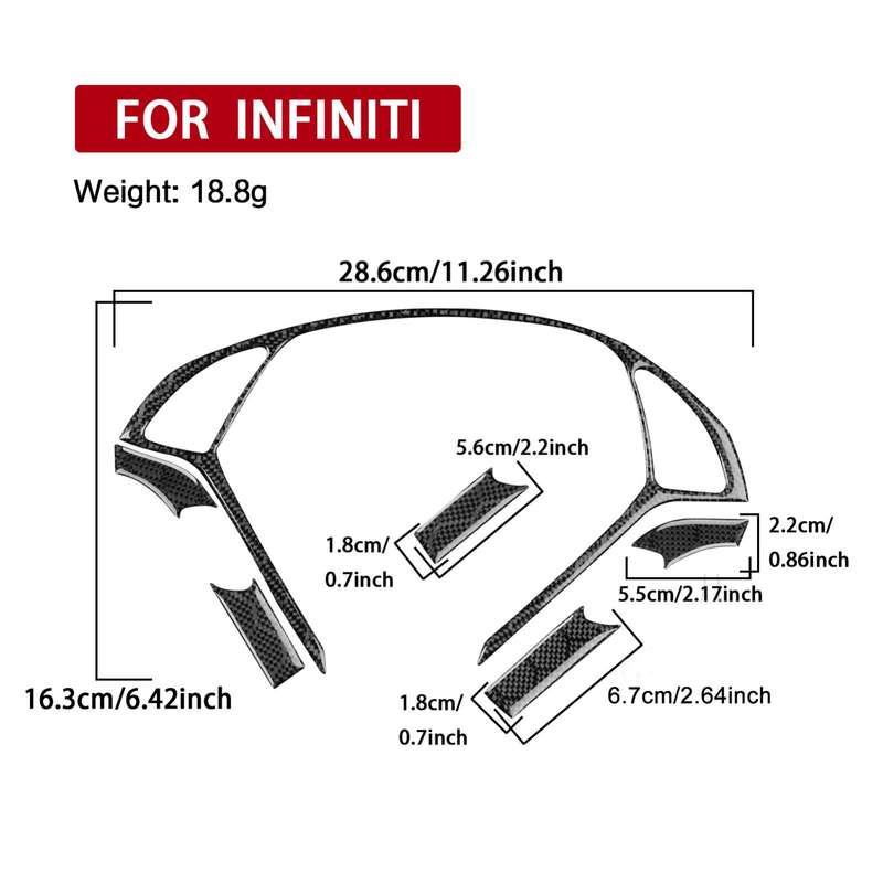 For Infiniti G35/G37/G25/Q60 6pcs /Set Steering Wheel Decorative Cover Trim Sticker(Black)