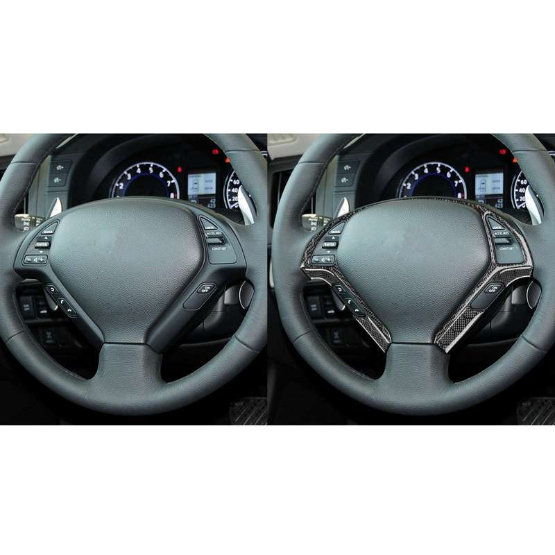 For Infiniti G35/G37/G25/Q60 6pcs /Set Steering Wheel Decorative Cover Trim Sticker(Black)