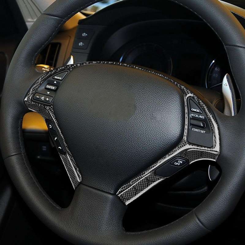 For Infiniti G35/G37/G25/Q60 6pcs /Set Steering Wheel Decorative Cover Trim Sticker(Black)