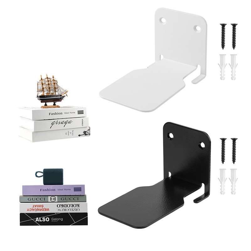 Hidden Stainless Steel Suspended Bookshelf Wall Support Frame Wall Mounted Bracket(Black)