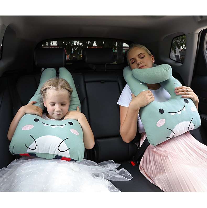 8146 Cartoon Adjustable Car Children Sleep Safety Belt U-shaped Neck Pillow(Coffee Monkey)