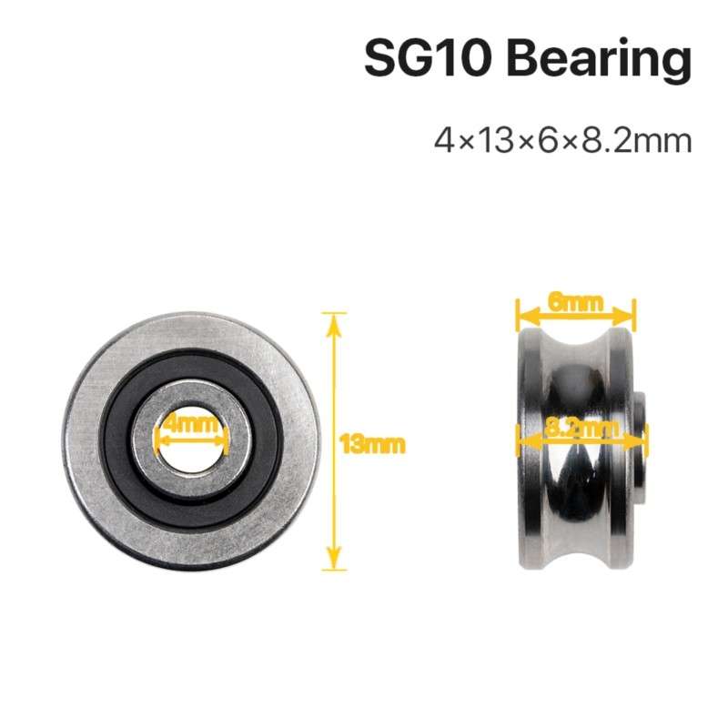 4x13x6mm Double-row Bead U-slot Embroidery Machine Guide Bearings 3D Printer Bearings(SG10)