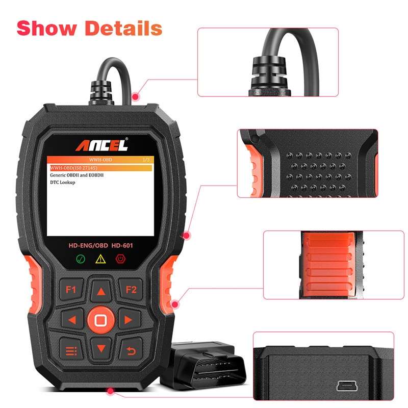ANCEL HD601 24V Diesel Engine Detector Heavy Truck Diagnostic Scanner