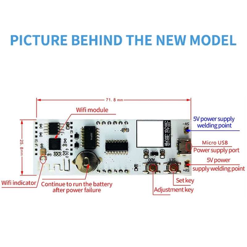 0.8 Inch Electronic Clock Movement Module WIFI Digital Tube Digital Time Display(Blue)