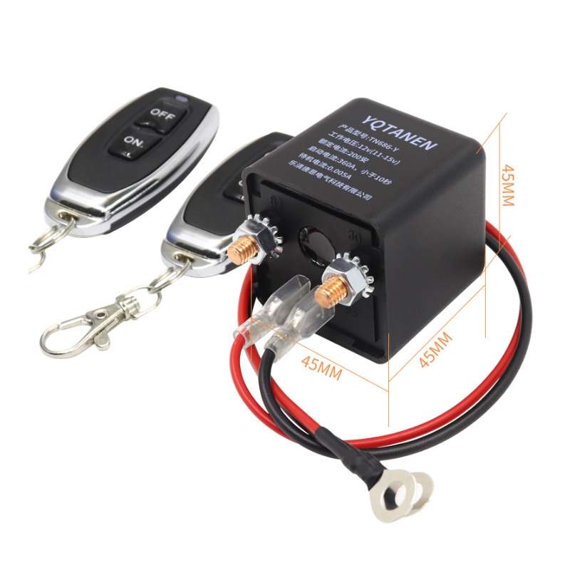 YQTANEN Car Battery Leakage Protection Remote Control Power Off Relay, Voltage: 12V 200A
