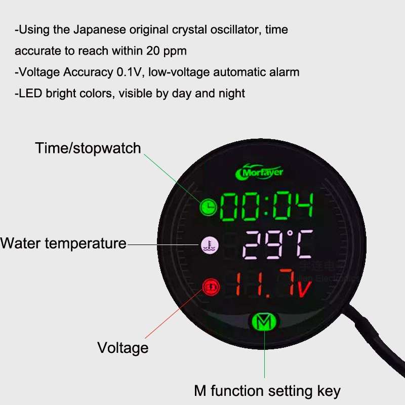 Morfayer YL-M05 5 In 1 Water Temperature Model 9-24V LED Night Vision Motorcycle Modification Instru