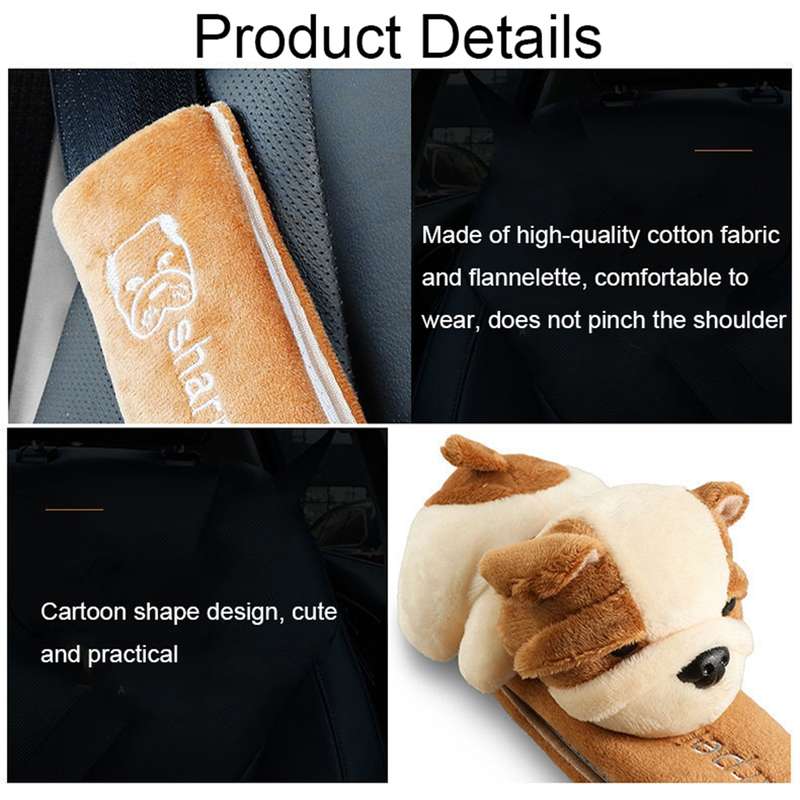 002 Cute Cartoon Thicked Seat Belt Anti-Strangled Protective Cushion, Length: 23cm (Bear)