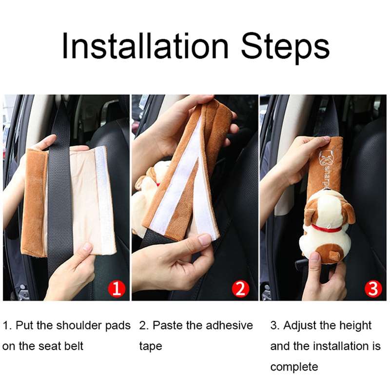002 Cute Cartoon Thicked Seat Belt Anti-Strangled Protective Cushion, Length: 23cm (Bear)