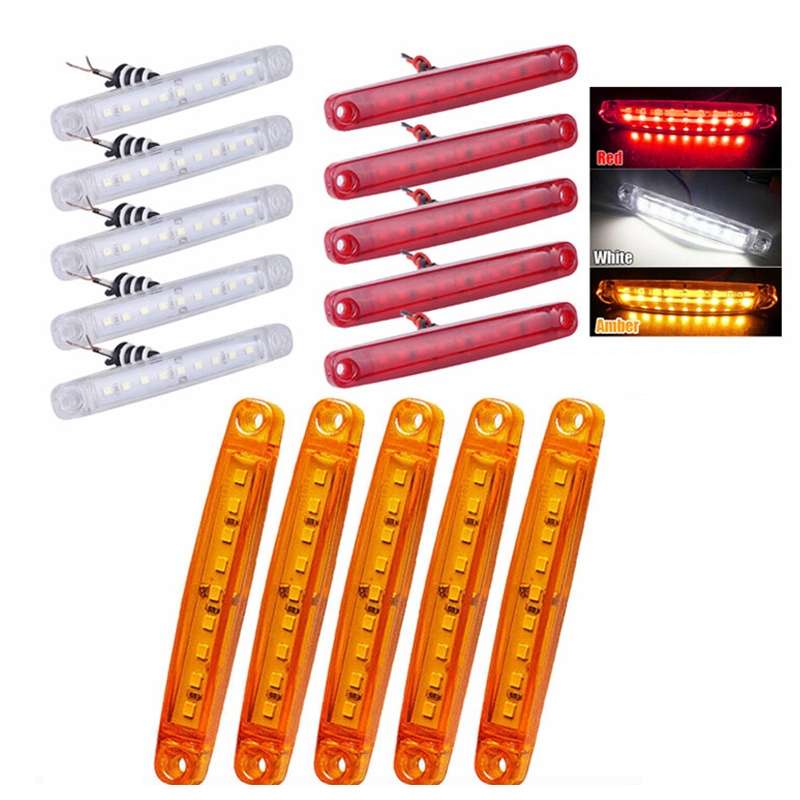MK-224 10pcs 12-24V Truck Trailer 9LED Side Light Tail Lamp Signal Light(Red)