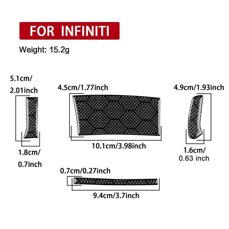 For Infiniti G37/G25/Q60 4pcs /Set Right-Hand Drive Steering Wheel Button Left Cover Sticker(Black)