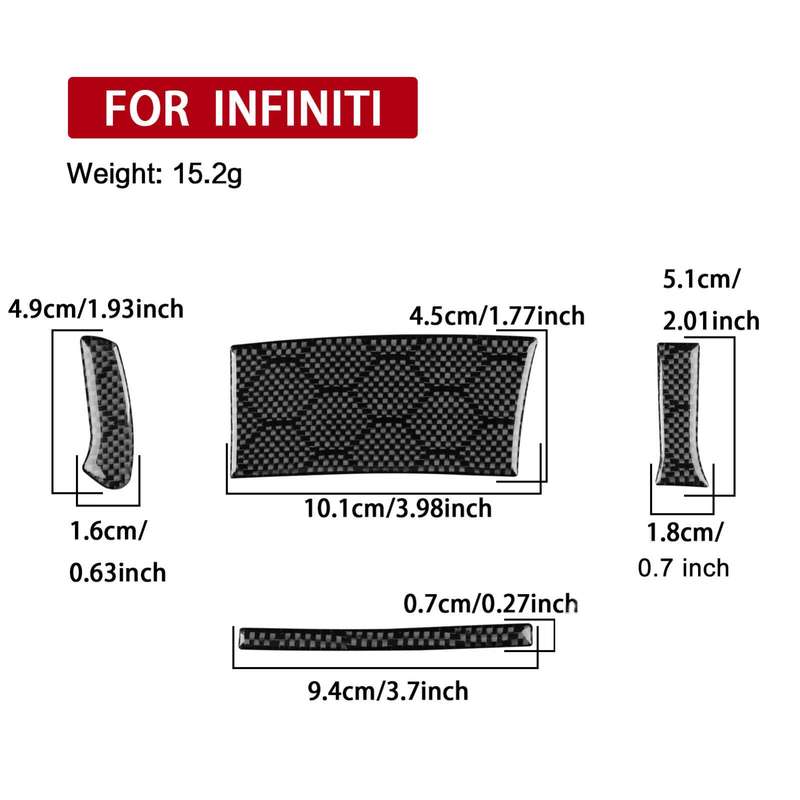 For Infiniti G37/G25/Q60 4pcs /Set Left-hand Drive Steering Wheel Button Left Cover Sticker(Black)