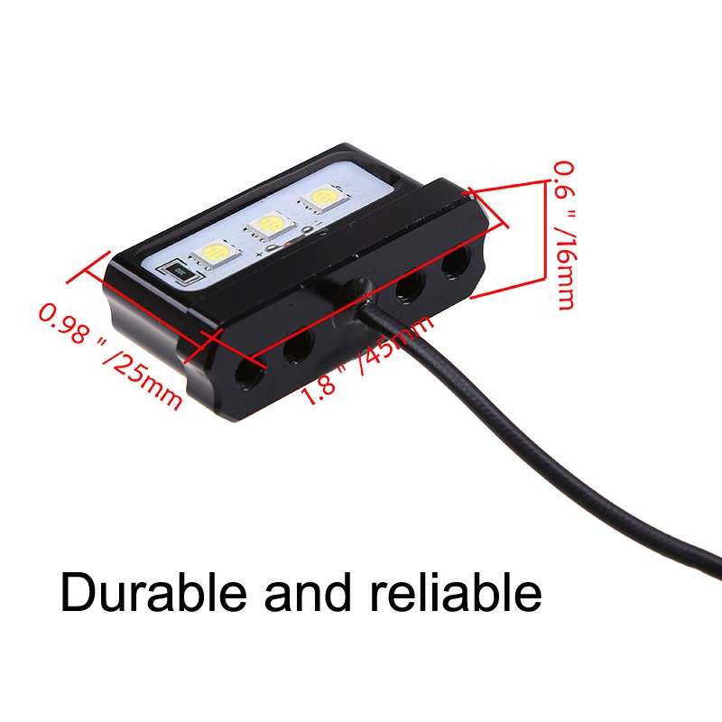 MK-114 2pcs Plane Frame CNC Aluminum Alloy LED Taillights Motorcycle License Plate Light(Black)