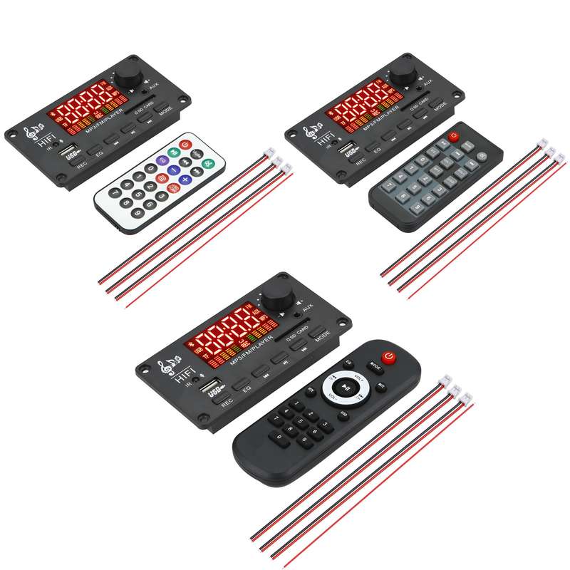 JX-Y04 12V 50W Color Screen Bluetooth Decoding Board,Support FM / Call / Recording, Color: Black Whi