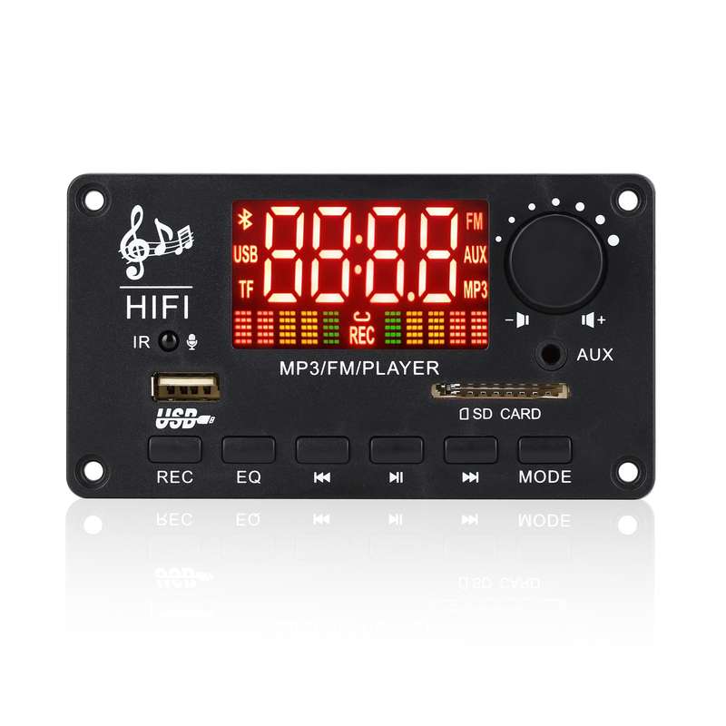 JX-Y04 12V 50W Color Screen Bluetooth Decoding Board,Support FM / Call / Recording, Color: Black Whi