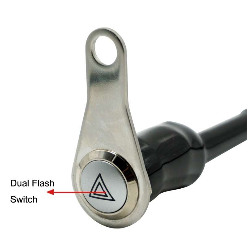 KG-057 Motorcycle Handlebar LED Self-lock Metal Button Dual Flash Switch With Light Ring