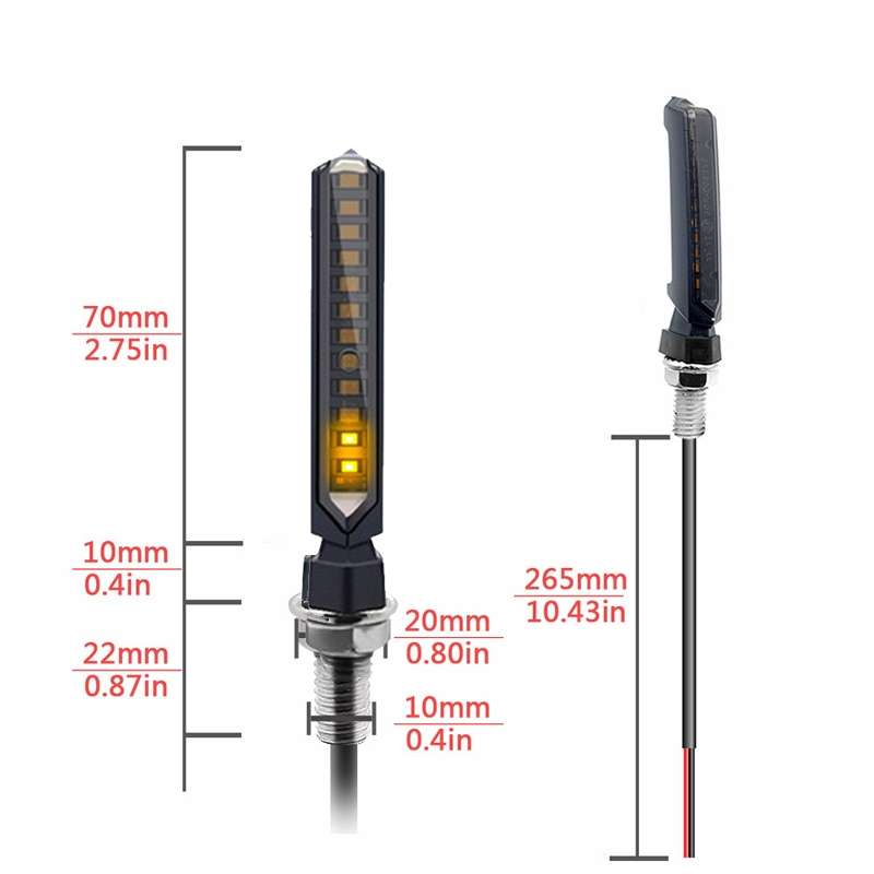 MK-229 4pcs Motorcycle 12LED Flowing Water Turning Light(Yellow)
