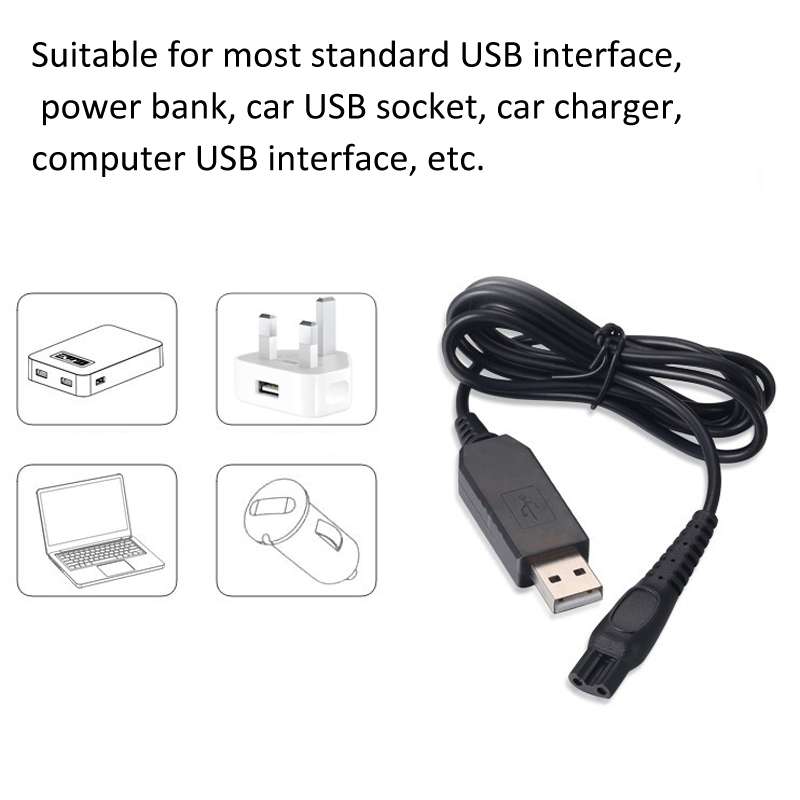 2pcs HQ8505 15V Shaver USB Charger Power Cord For PHILIPS HQ7120 HQ8830 PT730 AT757 RQ1060